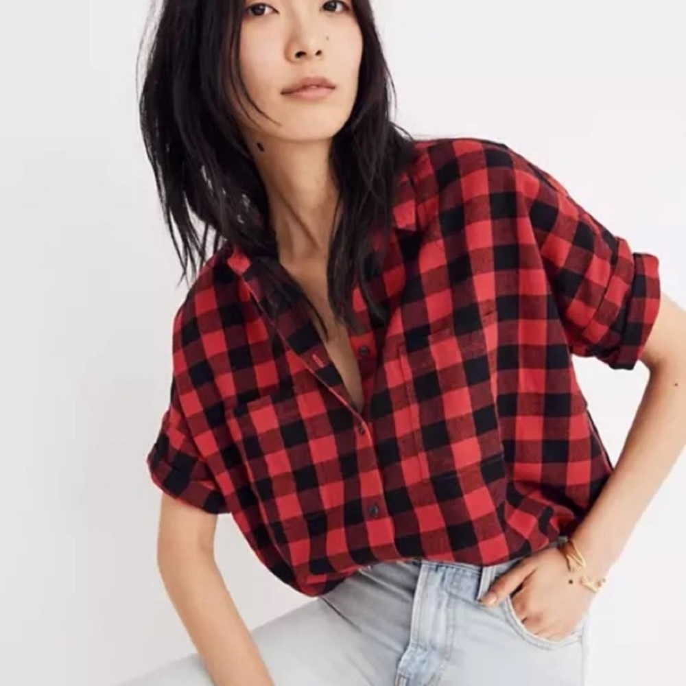 Madewell Flannel Courier Shirt in Buffalo Check